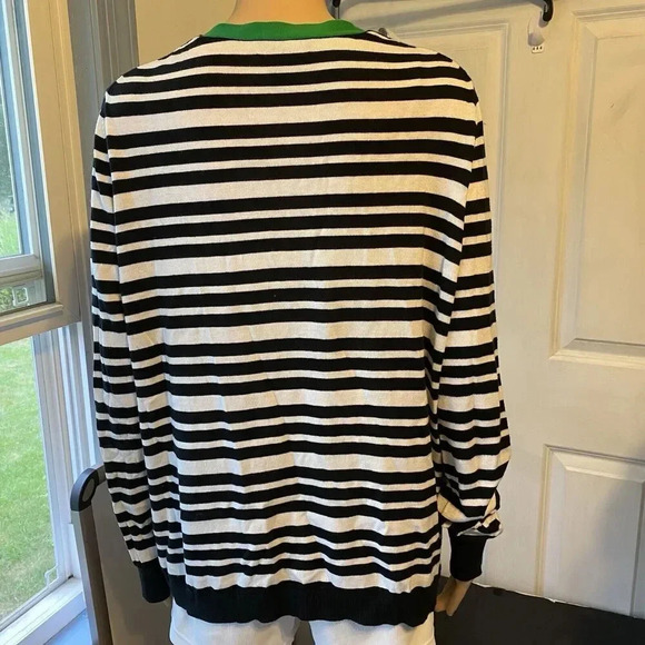 Lord & Taylor Women’s 1X Modal Cotton Cardigan Sweater Black White striped Soft - Picture 6 of 8